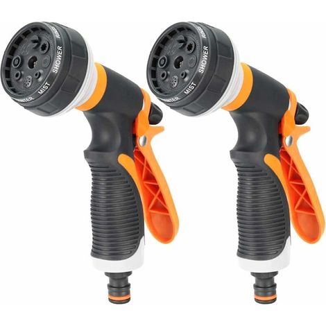 DEESSE SHOP - Pistolet d'arrosage 2 pièces, douche d'irrigation avec 8 modes d'arrosage, pulvérisateur portatif haute pression pour arrosage de pelouse, lavage de voiture, nettoyage de trottoir (1/5)
