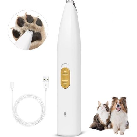 Tondeuse pour chien – Blanche – Recharge USB – Brosse de nettoyage incluse – Coupe des pattes – Facile à utiliser (1/5)