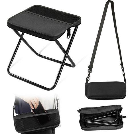 Tabouret à dos pliable portable pour camping, petite chaise pliante pour adultes, tabouret télescopique léger pour la pêche, les voyages, la randonnée, le jardin (1/5)