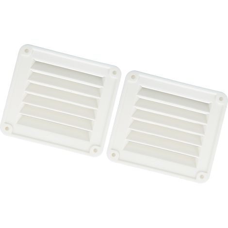 2 grilles d'aération rectangulaires à évacuation latérale, sortie d'air blanche, ventilation murale, 2 pièces (1/5)