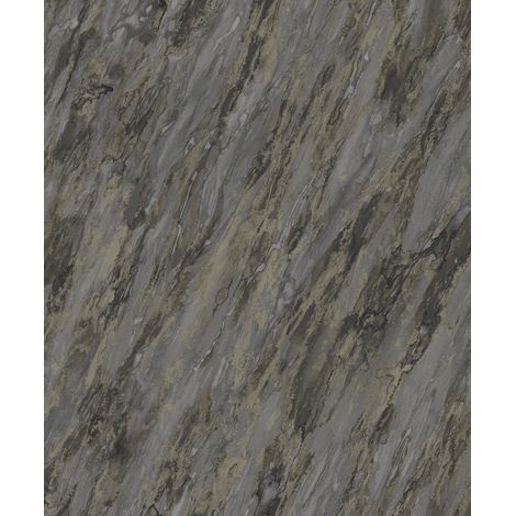 Papier peint effet marbre gris anthracite veiné or (1/2)