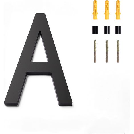 Placa de número de puerta moderna de acero inoxidable cepillado – 152 mm (6 pulgadas) de alto, acero inoxidable negro macizo (letra A) (1/5)