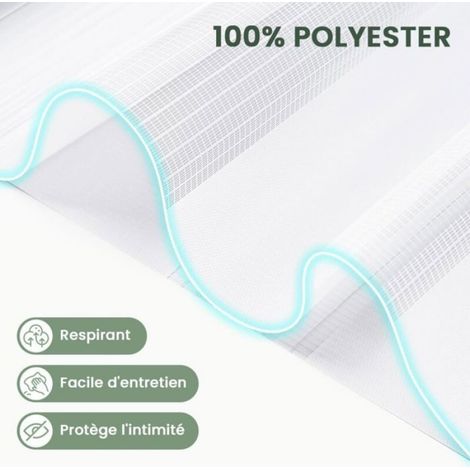 Store Enrouleur Jour Nuit - 1 Unité - Polyester - Réglage Lumière - Fenêtre ou Porte - Blanc 40x100 cm (1/5)