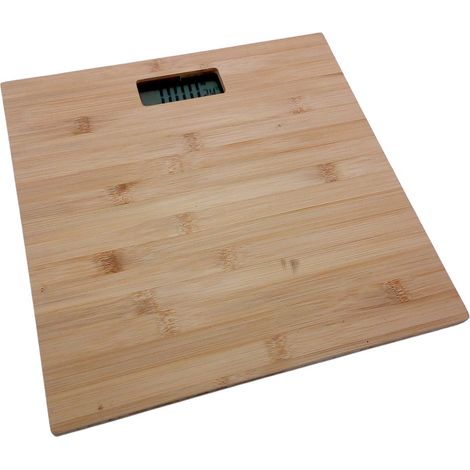 Digitale Personenwaage aus Bambusholz 30x30cm bis 150kg LCD-Display Körperwaage (1/3)