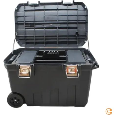 [NEUWERTIG] B-Ware Stanley Transportkiste Werkzeugbox Aufbewahrungsbox Kunststoff Schwarz Rollen