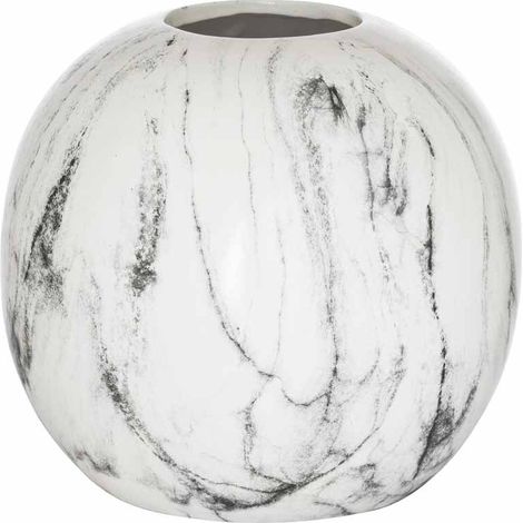 Marble Pudding Vase - Ceramic - L25 x W25 x H23 cm - Grey/White