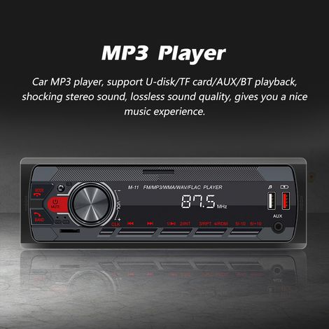 12-V-Auto-MP3-Player, Bluetooth, Freisprecheinrichtung, FM-Radio, großes LED-Display, mit USB-Anschluss und Fernbedienung (1/5)
