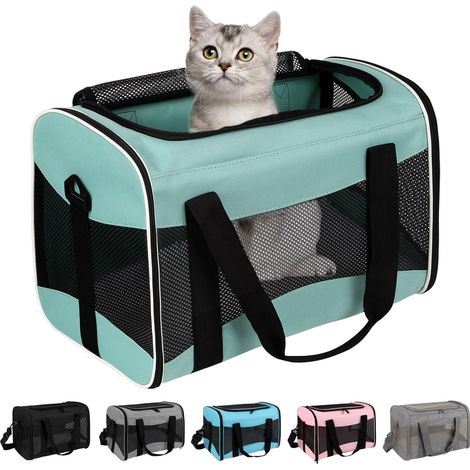 Cage de transport pour chat, cage de transport pour chien, cage de transport pour animaux de compagnie (17x11x11, vert)
