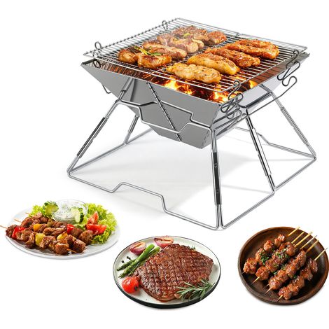 Randaco Barbecue pieghevole ideale per il campeggio all'aperto in acciaio inossidabile portatile e rimovibile barbecue da esterno per il giardino, la ra