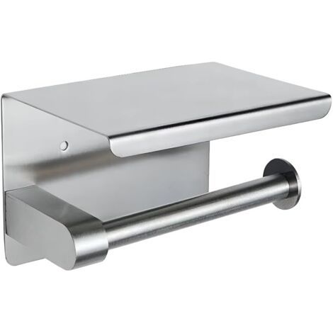 Porte-papier toilette avec étagère, acier inoxydable brossé, porte-papier toilette, porte-papier toilette mural pour salle de bain — acier inoxydable brossé argenté (1/5)
