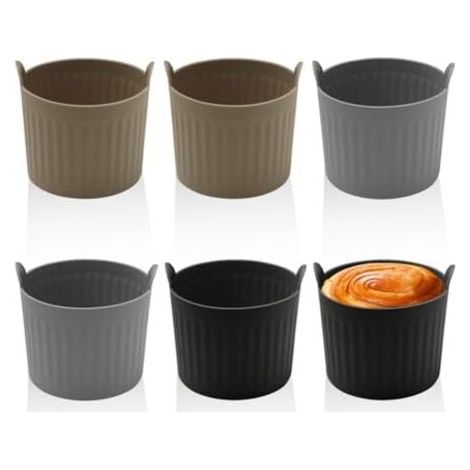 6,5 x 6,6 cm Set mit 6 Tablettförmchen, Muffinformen, Silikon-Kuchenförmchen, Airfryer- und Eierformen (1/4)