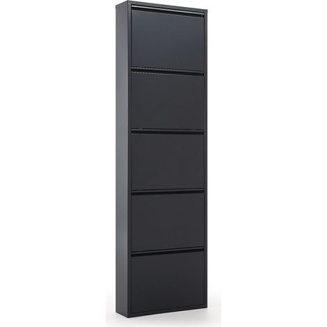 Scarpiera Slim in metallo Nero con ante basculanti porta scarpe salvaspazio da interno -5 Ante