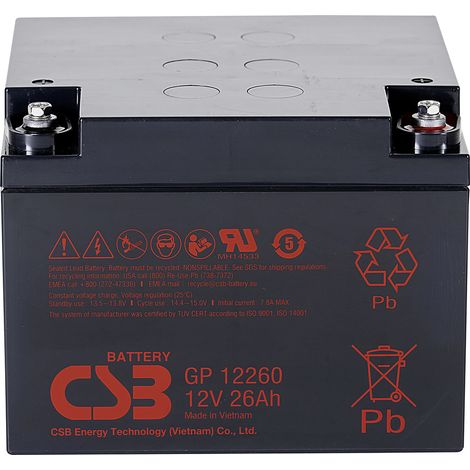 CSB Battery GP 12260 AGM Blei Akku Schwarz 26 Ah
