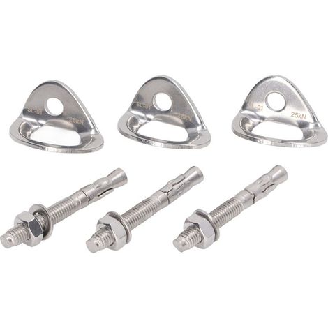 Paire de 3 ancrages d'escalade en acier inoxydable pour équipement d'assurage et de sauvetage en varappe (1/5)