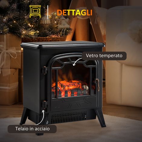 Cheminée électrique avec flamme réglable, foyer 925W/1850W, thermostat ajustable, sécurité anti-surchauffe, 36x25.5x41.5cm, noir (1/5)
