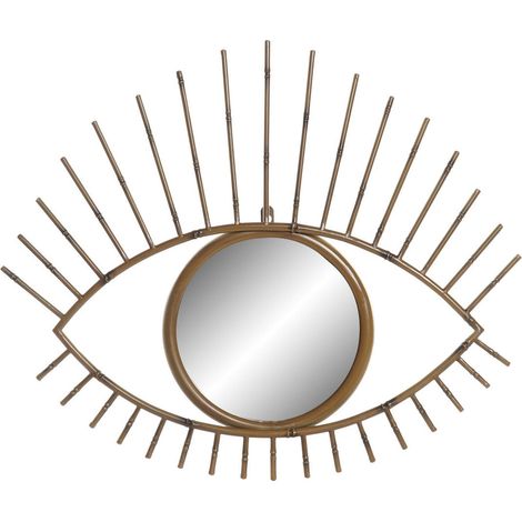 Miroir élégance naturelle forme œil en métal - Finition métal couleur naturelle