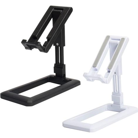 2 Pieces Universal Mobile Phone Holder for Desk, Foldable Pocket Phone Holder, Height Adjustable Angle Tablet Holder Compatible with Kindle Smartphones (Black+White) (1/5)
