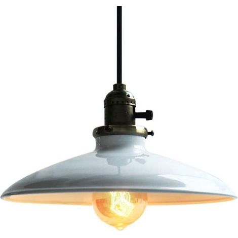 Luminaire Suspension Vintage Rétro E27 Style Industriel en Métal DIY Installation pour éclairage Café Cuisine Salle à manger Salon (sans ampoule) Blanc