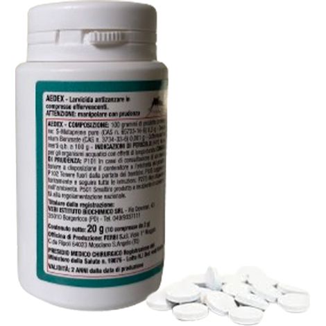 Larvicida in compresse, flacone da 20 grammi, pastiglie effervescenti larvicida per zanzare contro tutte le specie (1/3)
