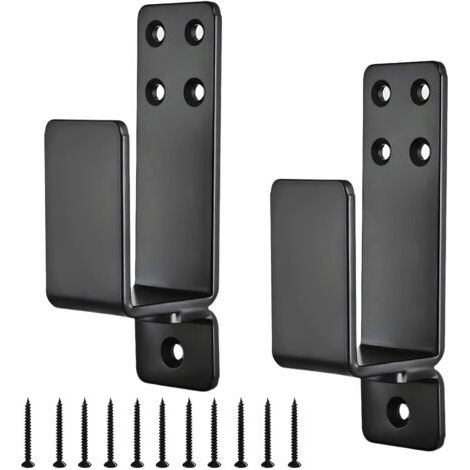 2 Pièces Supports de Serrure de Porte Pour Bois 2 X 4, Supports de Barricade de Porte épaissie et Résistante, Supports en U en Acier au Carbone, Noir (1/5)