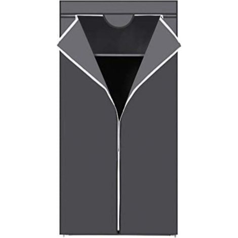 Armoire en tissu penderie pliante avec tringle de suspension dressing simple organiseur pour jouets chaussures sacs salon chambre vestiaire 75 x 45 x 160 cm gris (1/3)