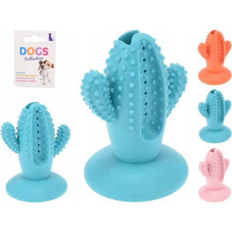 Jouet pour chien en caoutchouc avec ventouse, motif cactus, 10,5 x 9,5 x 13,8 cm