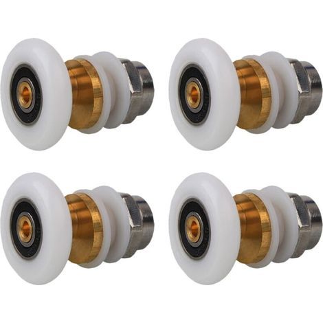 Roulettes Porte de Douche 20mm, Roulette Porte Coulissante Douche en Laiton 4 Pièces pour Rouleau pour Remplacement de Douche Coulissante Verre Porte Coureurs Rouleaux (20MM)