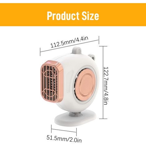 Mini termoventilatore portatile, mini termoventilatore elettrico per scrivania, auto, interni, ufficio, piccolo termoventilatore silenzioso senza fili per stanze grandi (1/4)