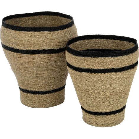 Lot de 2 Cache-Pots Paniers Lignes "Herbes Marines" 45cm Naturel (1/3)
