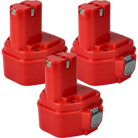 vhbw 3x Akku kompatibel mit Makita 6227DWE, 6270D, 6270DWAE, 6227DWLE, 6227D, 6227DWBE, 6227DW Werkzeug (3000 mAh, NiMH, 12 V)