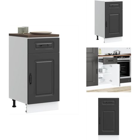 Vidaxl – Armoire de cuisine Kalmar noir en bois d'ingénierie – Dimensions 40x46x81,5 cm – Avec pieds réglables – Grand espace de rangement (1/5)