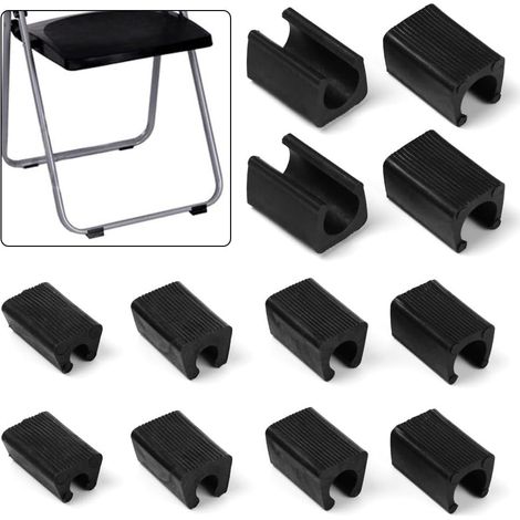 Set di 24 gambe per sedia in plastica a forma di U, diametro 12 mm, nere, per sedie tubolari. (1/4)