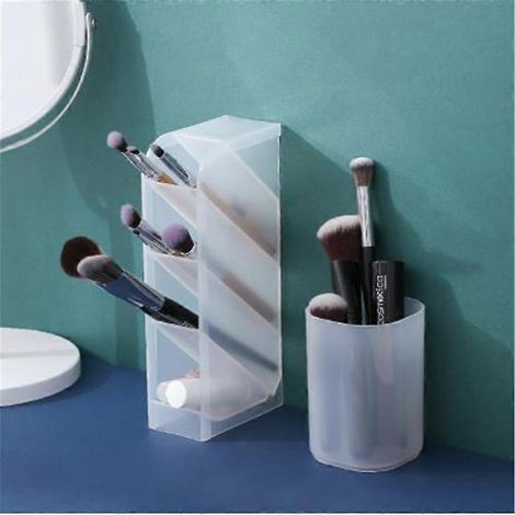 Porte-stylo de bureau multifonctionnel à 4 compartiments, étui de rangement pour bureau et école, boîte en plastique transparent, blanc et noir, organisateur de stylos et crayons de bureau (1/2)