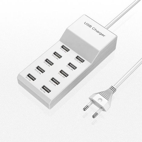 Caricabatterie USB - Stazione di ricarica rapida a 10 vie - Compatto ed efficiente - Porte USB multiple - Ricarica sicura - Adatto per casa e ufficio -... (1/5)
