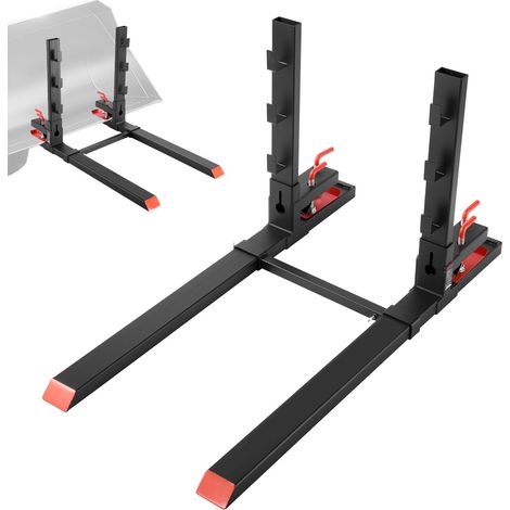 Fourches à Palettes à Pince Charge 1814 kg Fourches à Godet Longueur 149 cm avec Anti-basculement, Barre Stabilisatrice Réglable, Compatible avec Godet de Chargeuses Compactes Tracteurs, Noir (1/5)