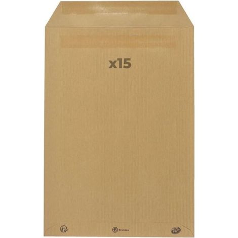 15 enveloppes en papier kraft 90 g - 22,9 x 32,4 cm