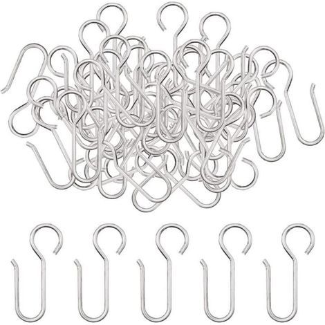 Gardinenhaken, 40 Stück Gardinenstangenhaken, robuste Zink-Gardinenhaken, für Türgardinen usw. (50 x 2,5 mm) (1/4)