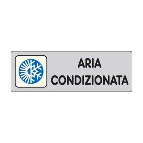 TARGA SEGNALETICA ADESIVA ARIA CONDIZIONATA - VINILE CM 15X5- 10 pezzi