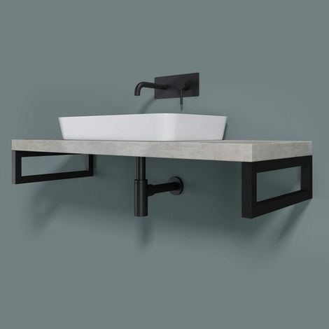 doporro Soporte de Pared para Encimera o Tocador en Acero Inoxidable Negro 45×3×15 cm – También Funciona como Toallero, Set de 3, Modelo WH01 (1/5)