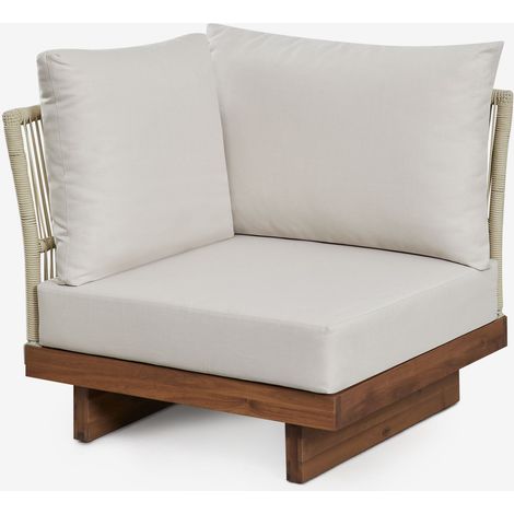 Módulo esquinero para sofá modular de jardín en madera de acacia y cuerda trenzada Dailin SKLUM              (1/5)