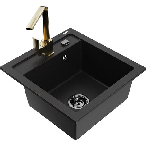 Mexen Vito 1-Becken-Granit-Spüle mit Mischbatterie Rita, Schwarz - 6503-77-670300-50-B (1/5)