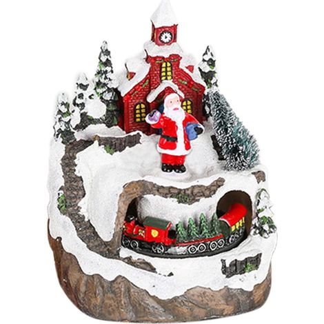 Décorations de table Noël Ornement artisanal en résine Boîte à Musique de Noël pour fête, maison, lieu de travail, cuisine, chambre, bibliothèque, manteau de cheminée, (1/5)