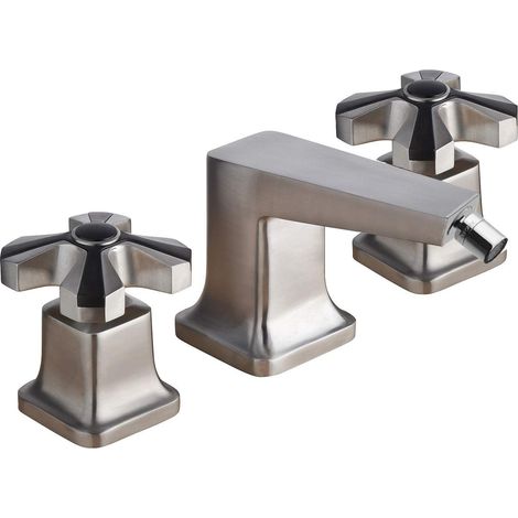 Batteria per bidet 3 fori colore acciaio spazzolato con piletta clic clac Mamoli 1938 55380000065F  Acciaio Spazzolato