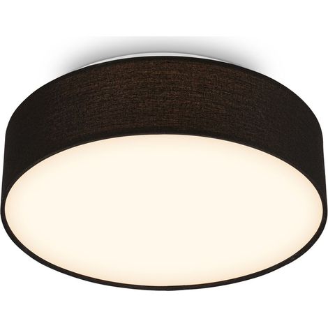 Briloner LED Deckenlampe Stoffschirm Ø30x10,5 cm Rund 16W 1800lm 3000K Warmweiß Schwarz - Deckenleuchte Wohnzimmer Schlafzimmer Küche Flur (1/5)