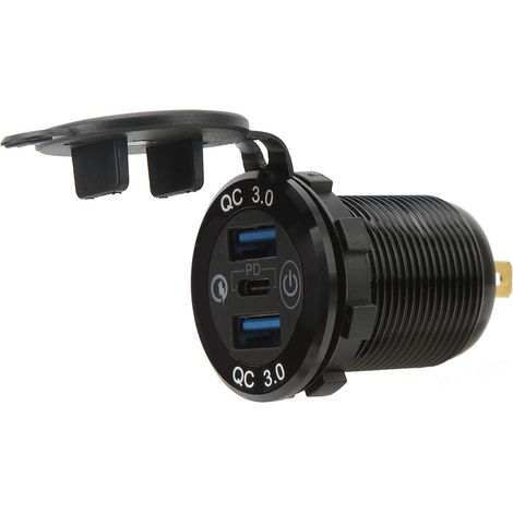 Prise de charge USB à 3 ports avec protection multiple QC3.0 et couvercle étanche pour voitures, camions et camping-cars (1/5)