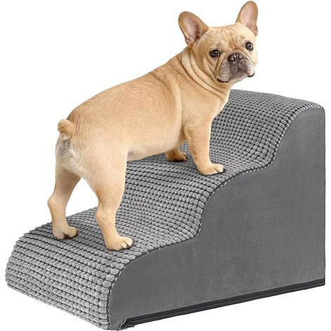 Ladder for Small Dogs 40 cm High, Pet Ladder for Bed and Sofa, High Density Foam, Dog Ramp with Cover, 57 x 40 x 40 cm, 3 Steps (1/5)