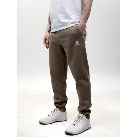 Pantalones deportivos de hombre color marr贸n claro con logo estampado GOOD LUCK, talla XL. (1/5)