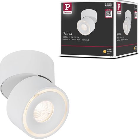 93373 Spot encastré LED Plafonnier Spircle 78 mm avec 1 x 8,0 W blanc chaud Blanc dépoli Luminaire apparent Aluminium Plafonnier 3000 K (1/5)