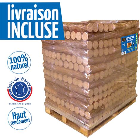 Woodstock – Palette de 104 bûches densifiées 9,65 kg – Performance énergétique élevée – 3 fois plus calorifiques que bûches traditionnelles (1/4)