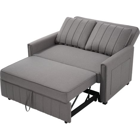 Sofá cama plegable multifuncional de espuma y tejido tipo lino gris, 127 x 75 x 94 cm, HOMVRA (1/5)